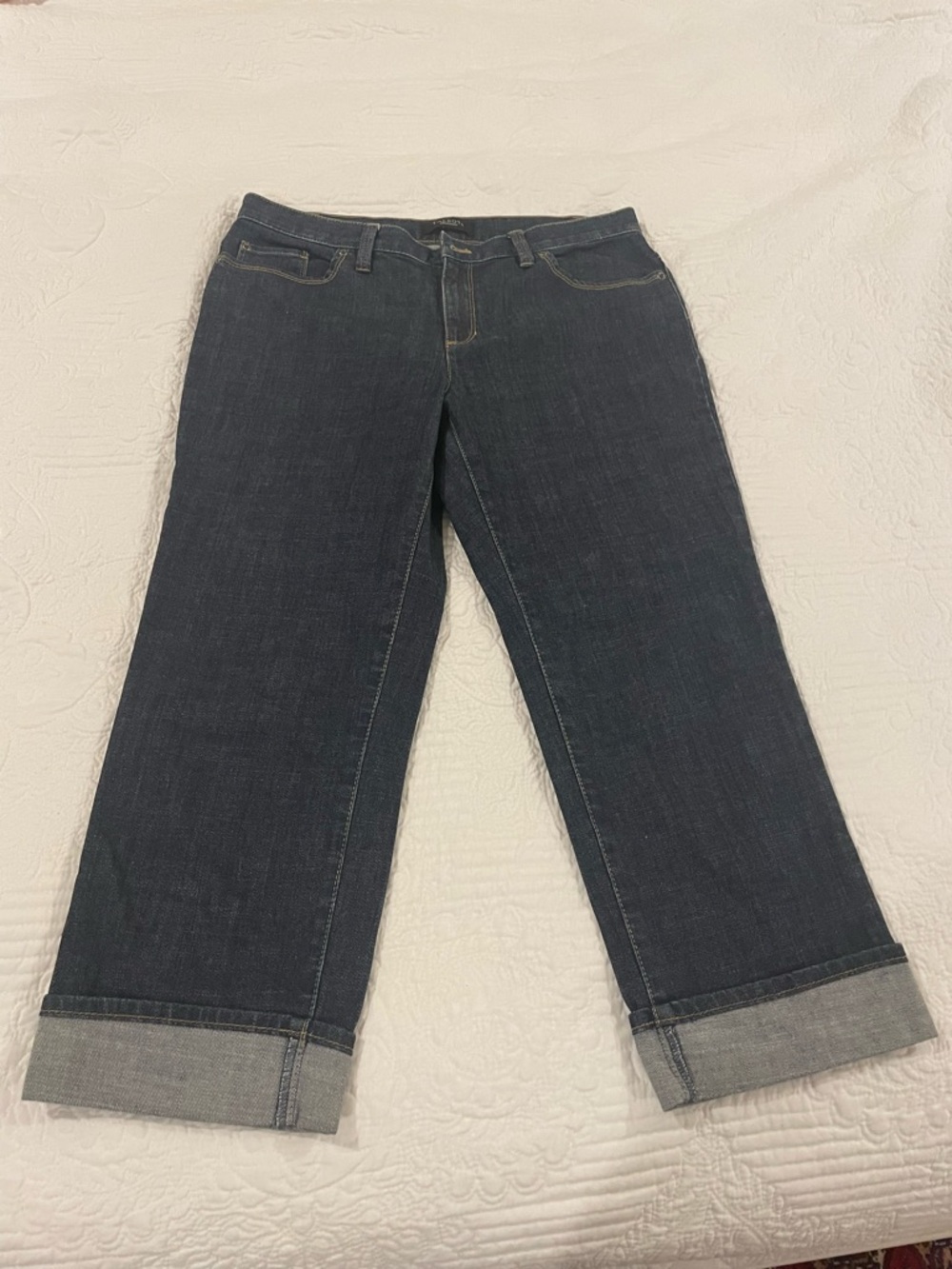 Talbots Dark Blue Wide-Leg Cuffed Women’s Jeans Size 31